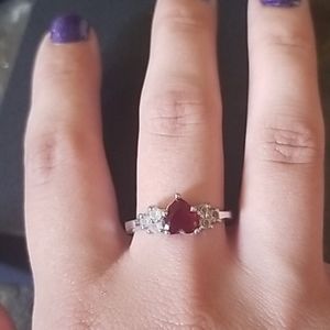 10k sterling silver Ruby heart shaped ring